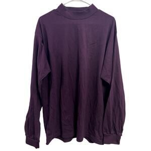 Vintage 90s Deadstock White Tag Nike Purple Mock Neck Long Sleeve Shirt Size M